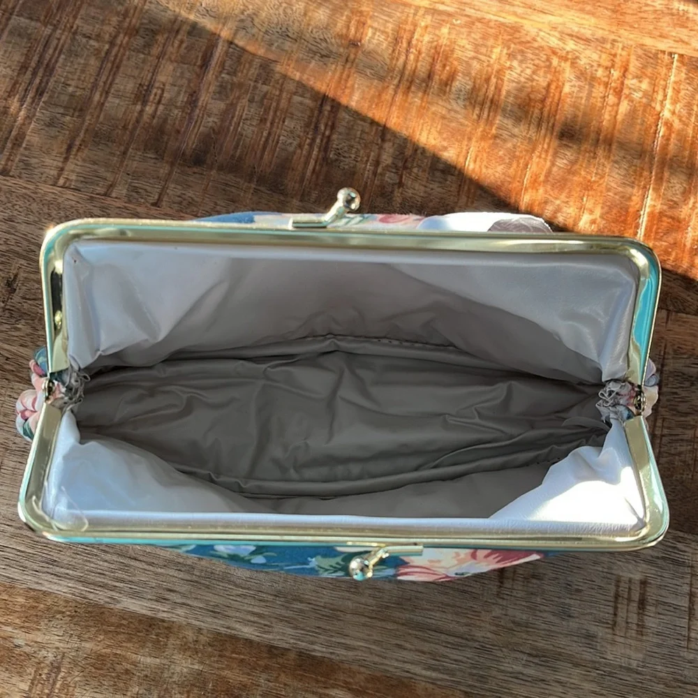 Diane Von Furstenberg Vintage Floral Fabric Cosmetic Purse